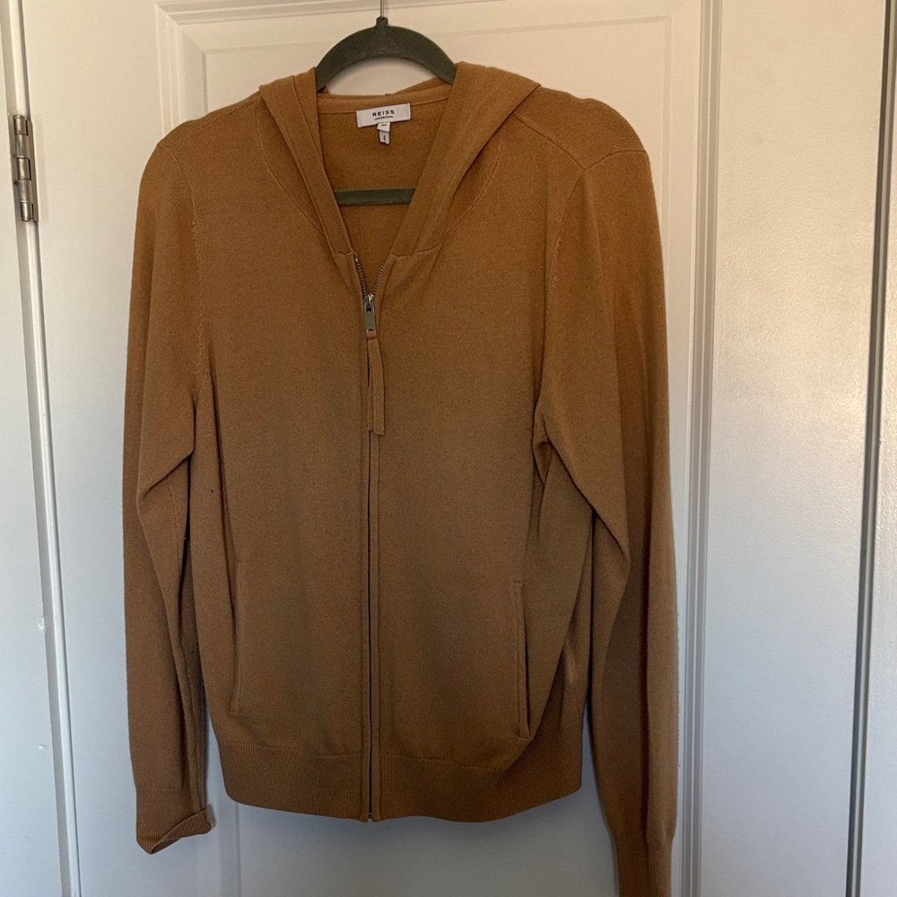 Reiss Women's Camel Zip-Up Hoodie